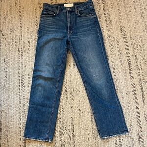 MOTHER High Waisted Rider Ankle “Running with Scissors” Wash Jeans